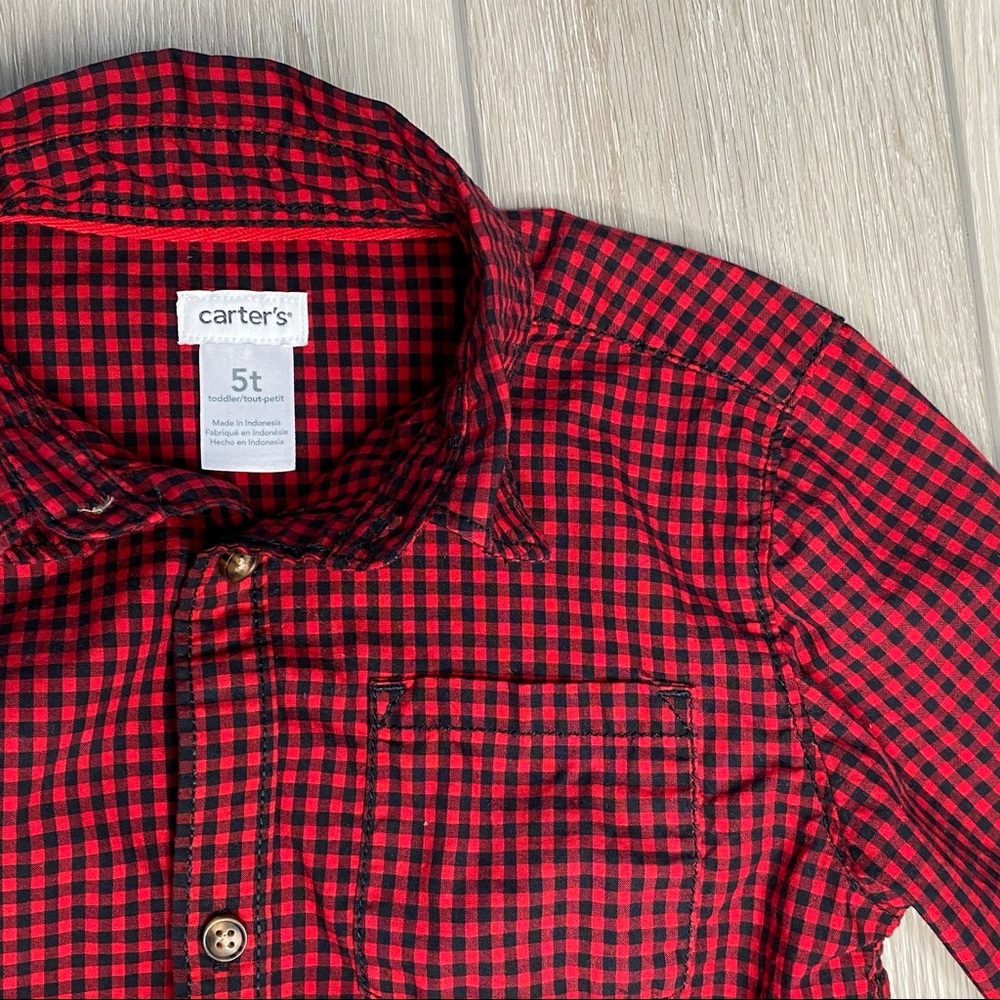 Carters 5T Boys Red Plaid Button Down Shirt